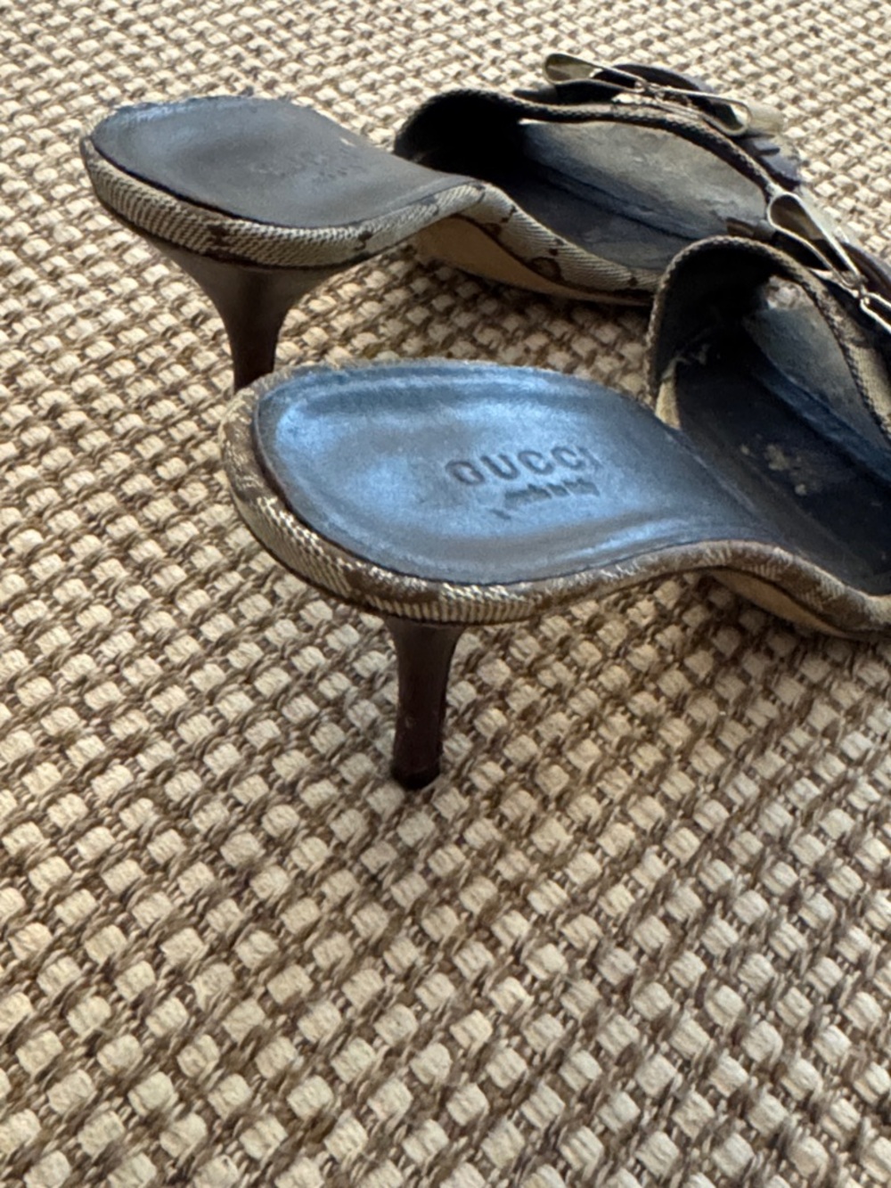 Authentic Gucci Brown GG Canvas Sandals with Silver Buckles - Picture 5 of 5